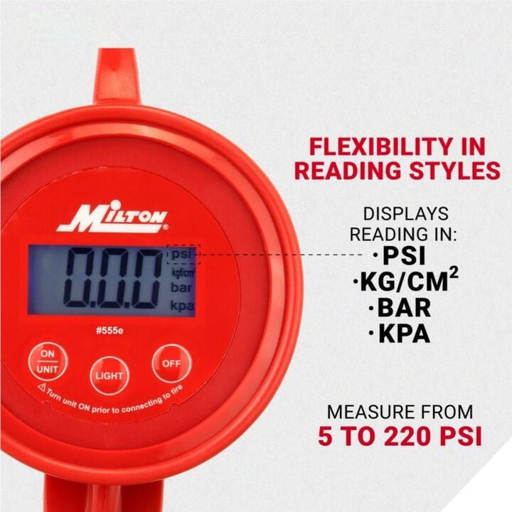 Milton 555e Digital Tire Inflator Gauge, 5 to 220 PSI,  1 PSI Accuracy, large image number 8