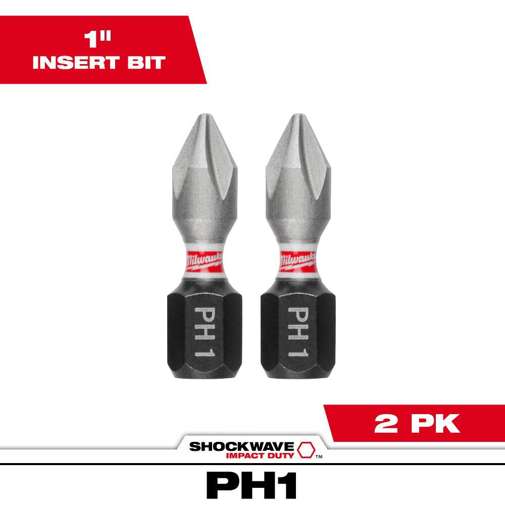 Milwaukee SHOCKWAVE 2-Piece Impact Phillips #1 Insert Bits, large image number 10