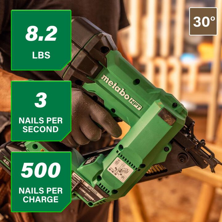 Metabo HPT 18V MultiVolt Cordless 30 Degree 3-1/2 Inch Paper Tape Framing Nailer Kit & 18 Inch Extended Magazine, large image number 2