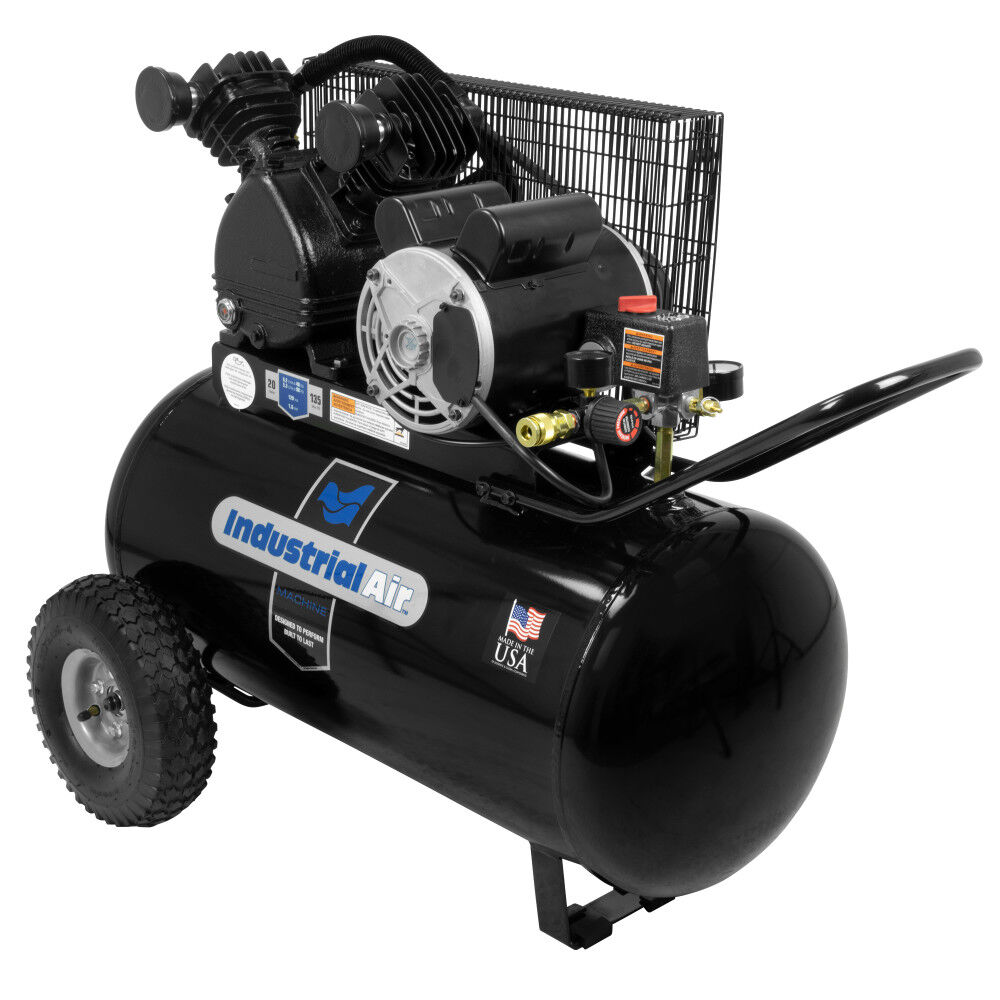 Industrial Air Compressor 20 Gallon 1.6 HP Portable Cast Iron Belt Drive, large image number 2