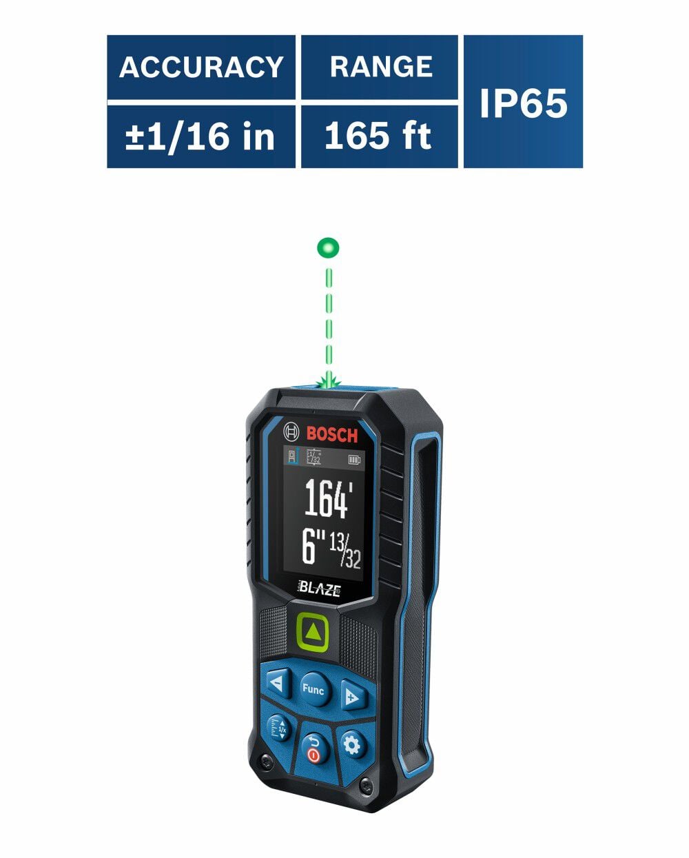 Bosch BLAZE Green Beam Laser Distance Measurer 165', large image number 10