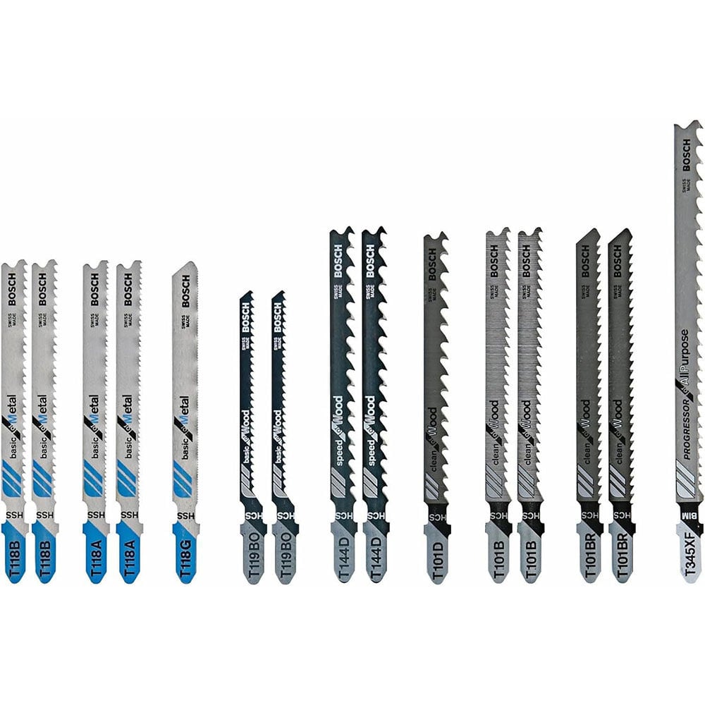 Bosch Jig Saw Blade Set 15pc T Shank Wood and Metal Cutting - T15RC