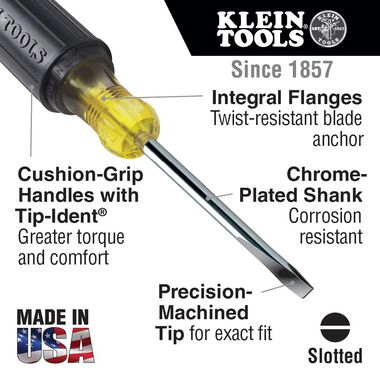 Klein Tools 1/4 In. x 8 In. Round Shank Cabinet Tip Screwdriver, large image number 1