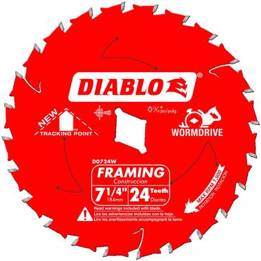Diablo Tools Wormdrive Framing Saw Blade 7-1/4in 24Tooth