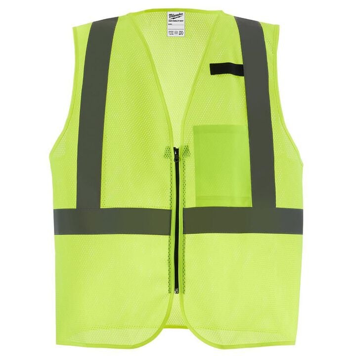 Milwaukee Class 2 High Visibility Yellow Mesh One Pocket Safety Vest - S/M High Vis Yellow