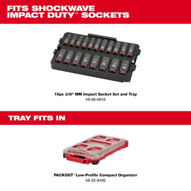 Milwaukee SHOCKWAVE Impact Duty Socket 3/8 Dr 19pc Tray Only