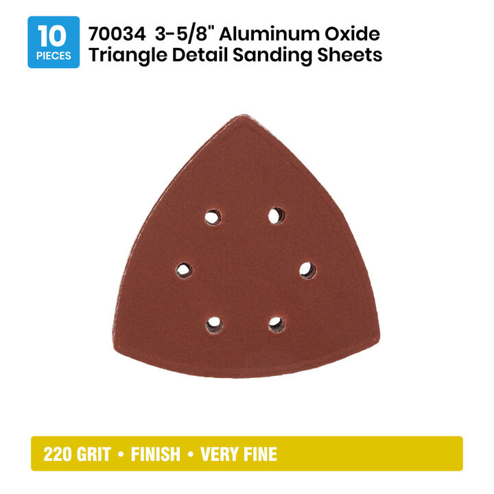 Spyder Detail Sander Triangle, 220 Grit Alum Oxide, 3-5/8 Inch Mouse, 10 Pieces, large image number 6