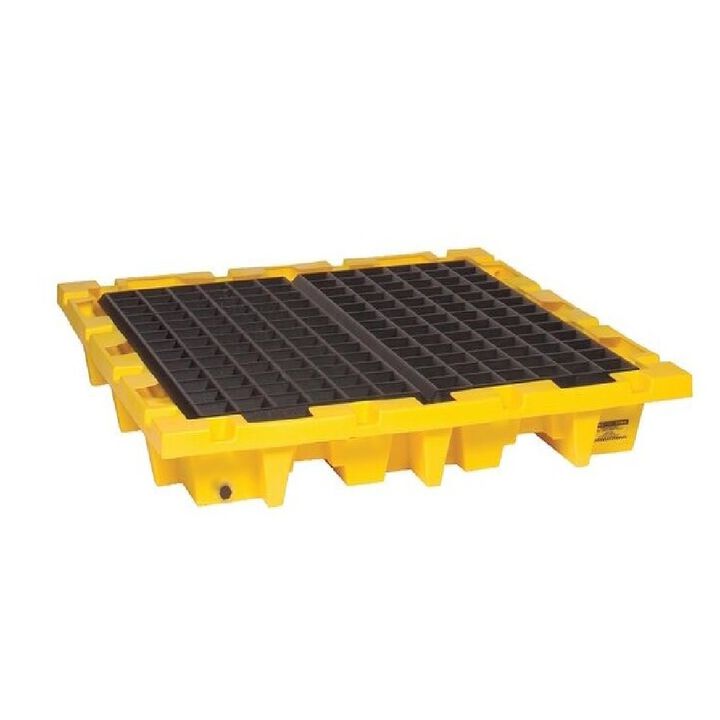 Justrite Plastic 4 Drum Nestable Pallet, Yellow, large image number 8