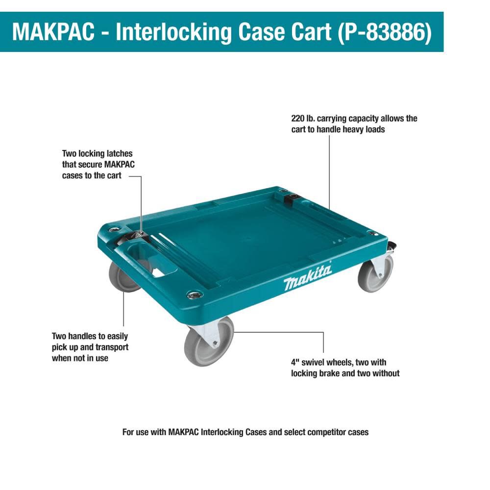 Makita MAKPAC Interlocking Case Cart P-83886 - Acme Tools
