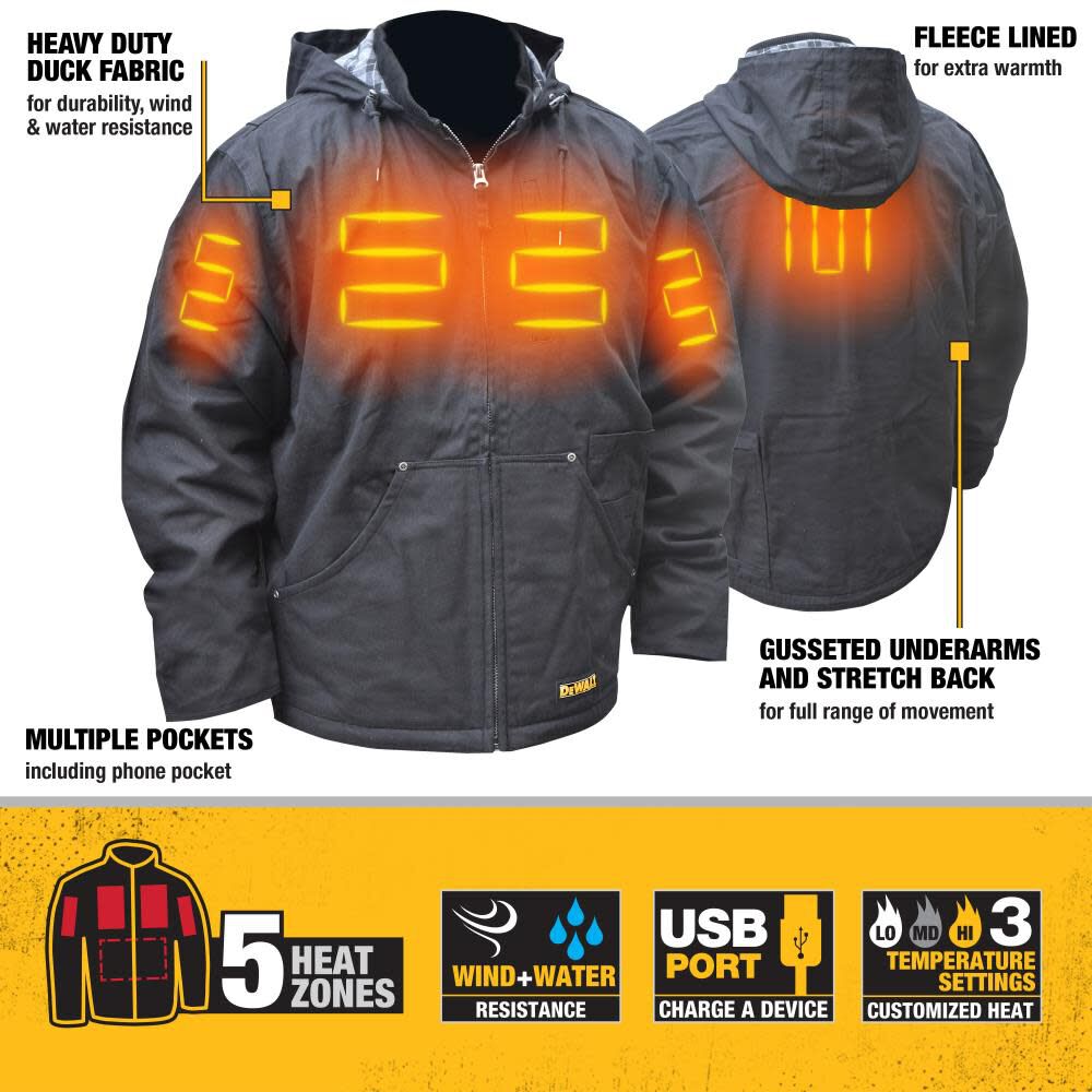 DEWALT Unisex Heavy Duty Heated Work Jacket Kit, large image number 2