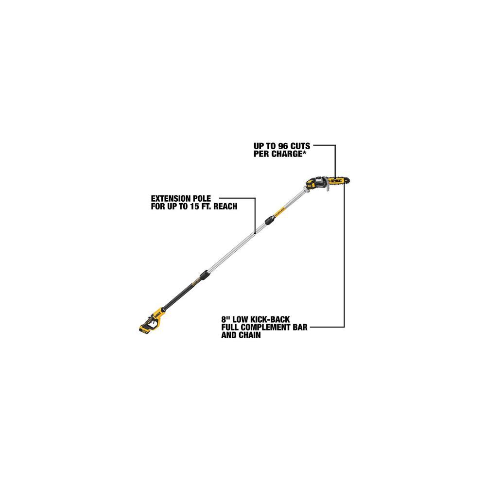 DEWALT 20V MAX 8in Pole Saw with Extension Kit DCPS620M1 Acme Tools