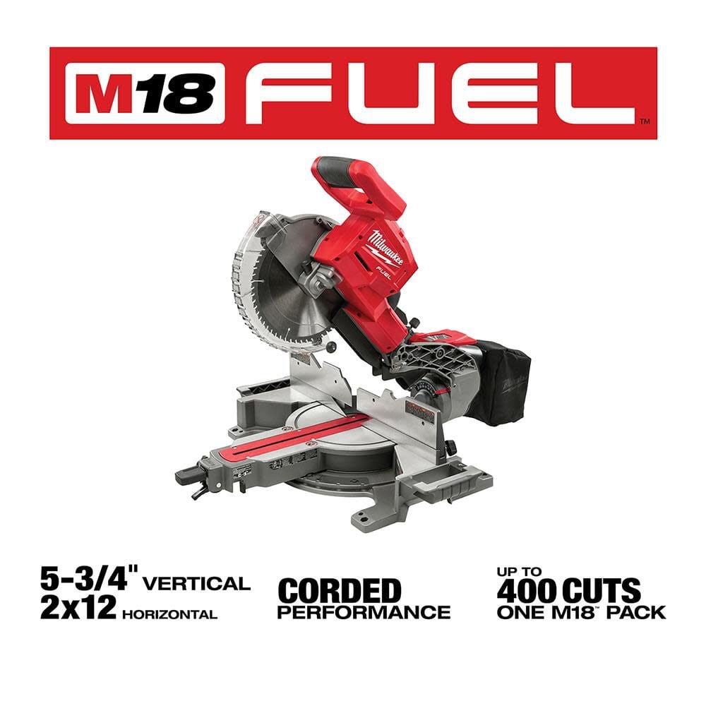 Milwaukee M18 FUEL HIGH DEMAND 10 Inch Dual Bevel Sliding Compound Miter Saw, Folding Miter Saw Stand, 5Ah Battery & Charger, large image number 3