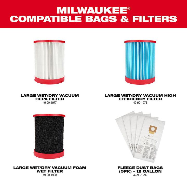 Milwaukee Promotional M18 FUEL 12 Gallon Dual-Battery Wet or Dry Vacuum Kit, large image number 10