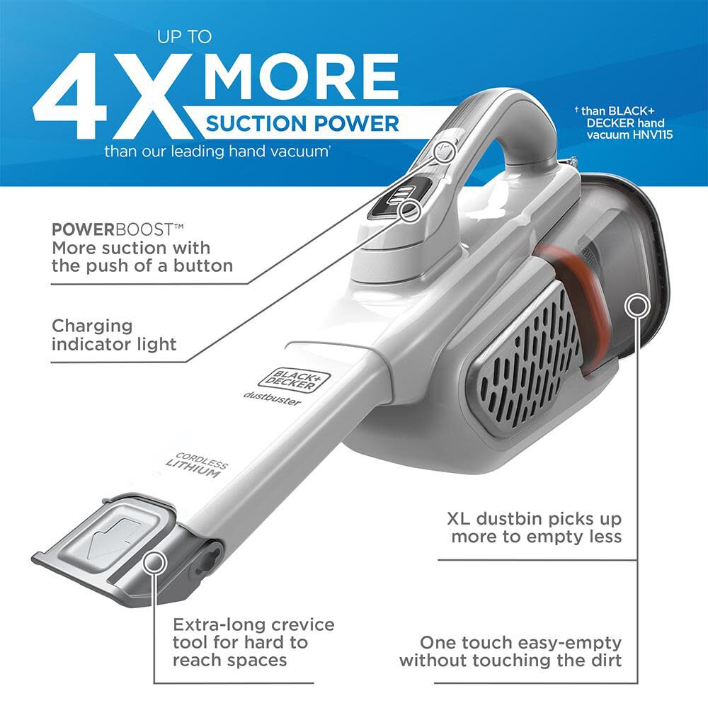 Black+decker Dustbuster Handheld Vacuum, Cordless, Advancedclean+, White  (hhvk320j10) - Yahoo Shopping