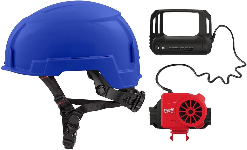 Milwaukee BOLT Blue Helmet Class E & USB Cooling Fan Bundle - MIL000011794