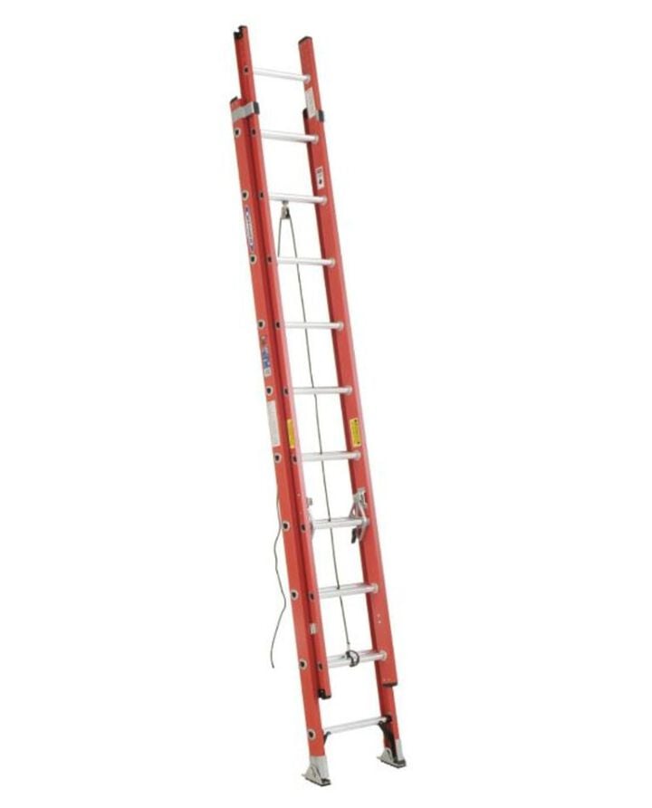Werner 24 Ft. Type IA Fiberglass D-Rung Extension Ladder with Cable Hook, V-Rung, and Werner LevelSafe Pro Leveler, large image number 0