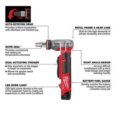 Milwaukee M12 FUEL ProPEX Expander Kit with 1/2inch-1inch RAPID SEAL ProPEX Expander Heads, large image number 7