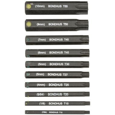 Bondhus 10pc 2In Star Bit Set without Sockets