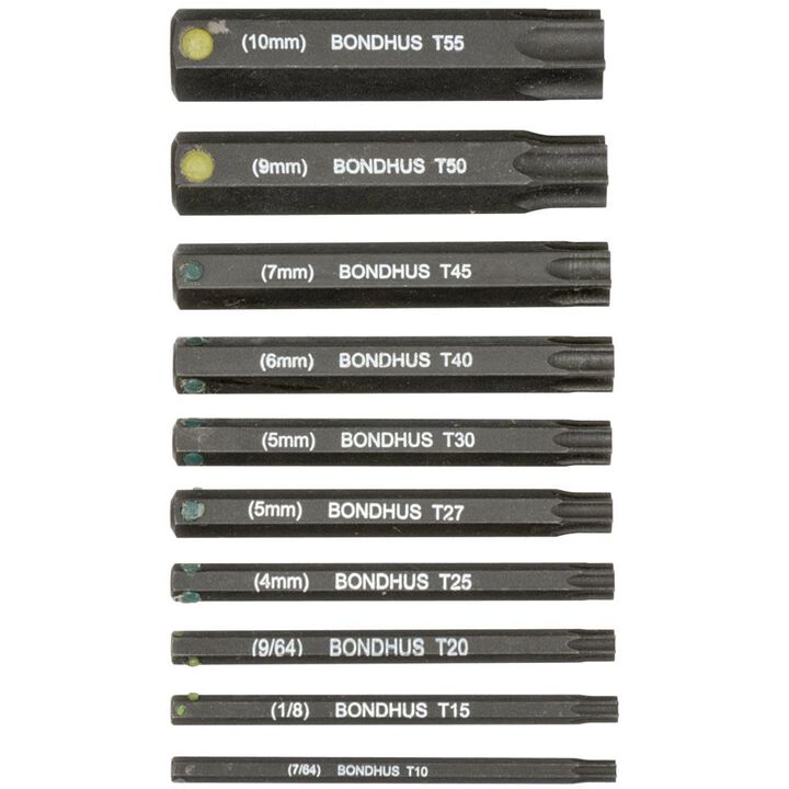 Bondhus 10pc 2In Star Bit Set without Sockets