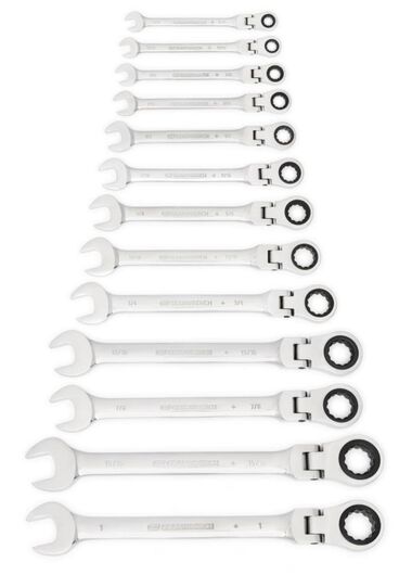 GEARWRENCH 13 Pc 72-Tooth 12 Point Flex Ratcheting Combination SAE Wrench Set, large image number 6
