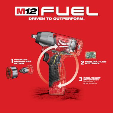 Milwaukee M12 FUEL 3/8 In. Impact Wrench (Bare Tool), large image number 5