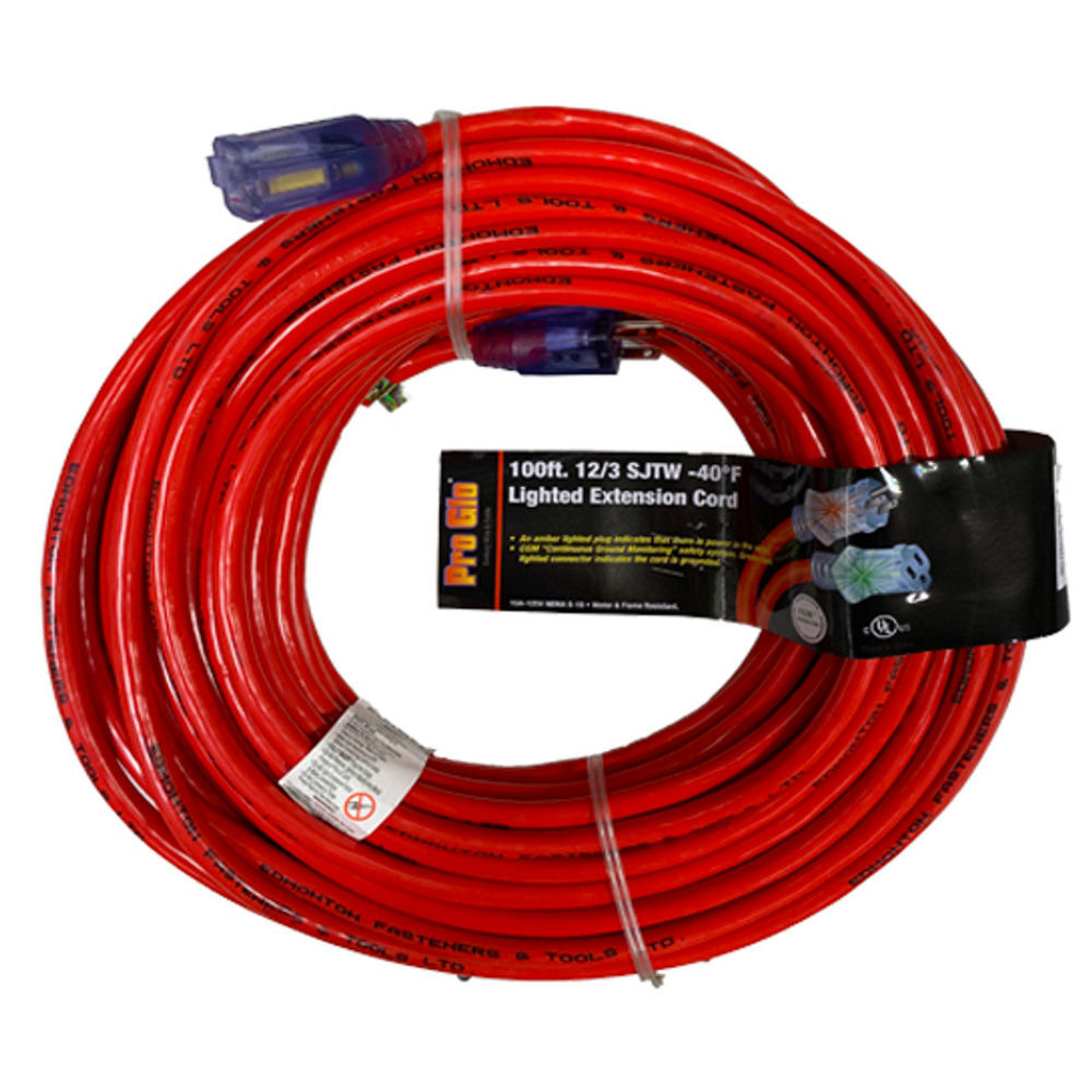 Century Wire Pro Glo 100 ft 12/3 SJTW Coldweather Lighted Extension Cord Red, large image number 2