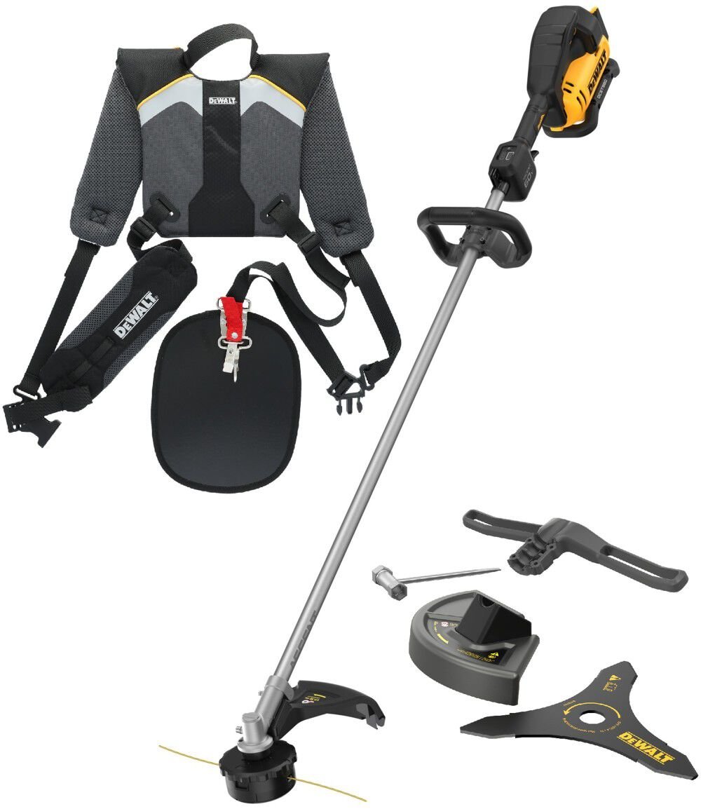 DEWALT 60V String Trimmer, Brush Cutter Conversion Kit & Dual Shoulder Harness Bundle – DEW000011421