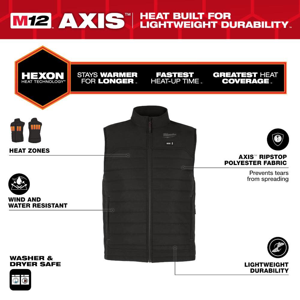 как выглядит Milwaukee M12 Heated Axis Vest Kit, Black, Xl фото