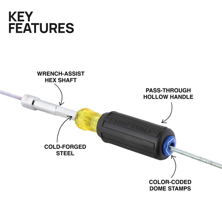 Klein Tools Color-Coded Hollow-Shaft Heavy-Duty Nut Driver, 3/8-Inch, large image number 1