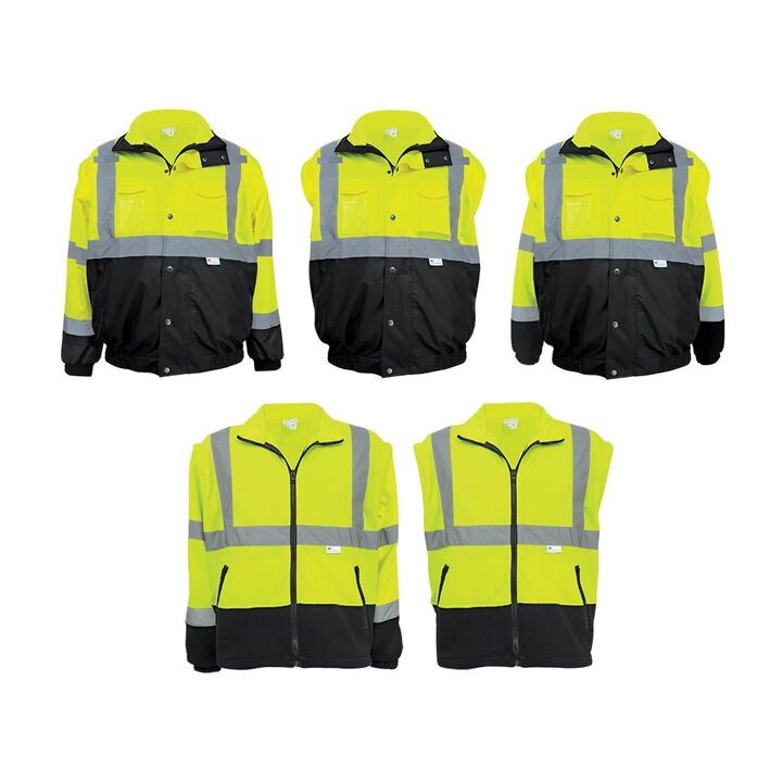 Global Glove FrogWear Eight-in-One Bomber Jacket, Hi-Vis Yellow, 2X, large image number 4