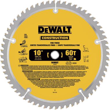 DEWALT DW 10-in 60T and 10-in 32T Saw Blade, large image number 2