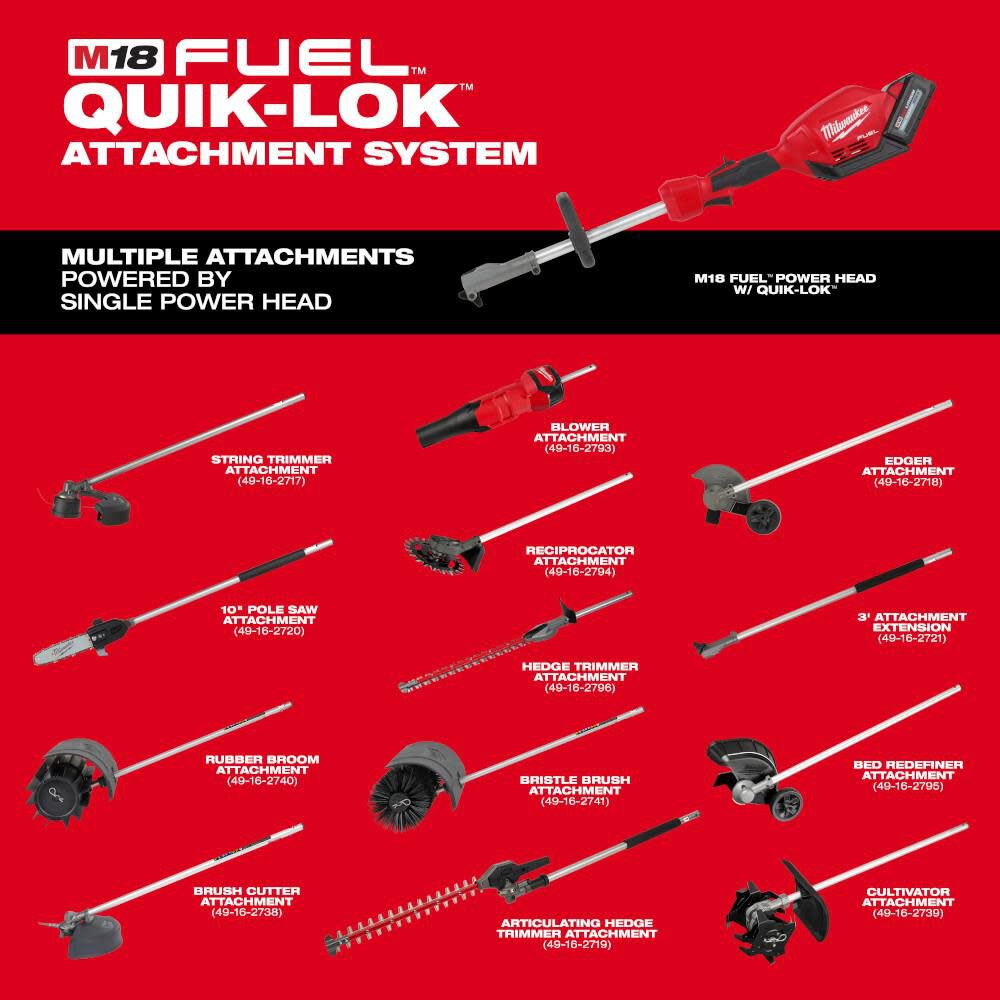 Milwaukee M18 FUEL QUIK LOK Cultivator Attachment 49 16 2739 Acme Tools