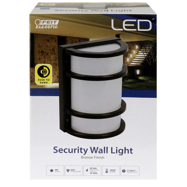 Feit Electric 12W 850 Lumens Daylight LED Security Wall Light Bronze, large image number 5