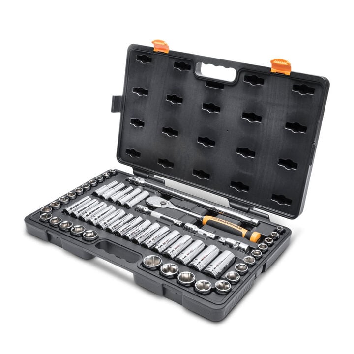 GEARWRENCH 1/2 Inch Drive 90-Tooth 6-Point Standard and Deep SAE/Metric Mechanics Tool Set 53 Piece, large image number 6