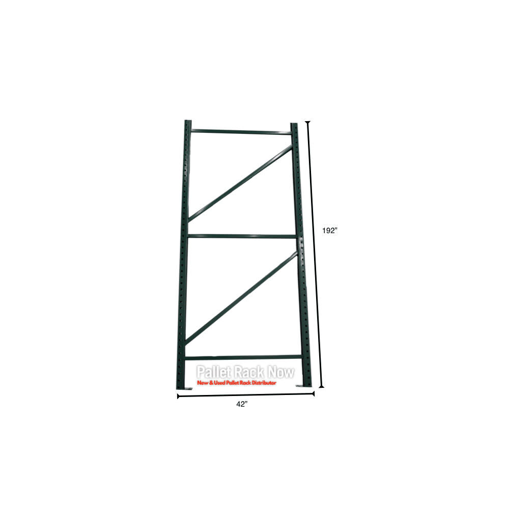 WPRP Wholesale 16 Ft x 42 Inch 25100 Lbs Teardrop Pallet Rack End Frame Green, large image number 2