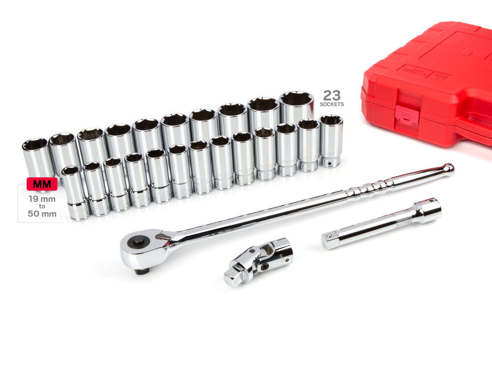 Tekton 3/4 Inch Deep 6 Point Socket and Ratchet Set Case, 26 Piece (19-50 mm), large image number 3
