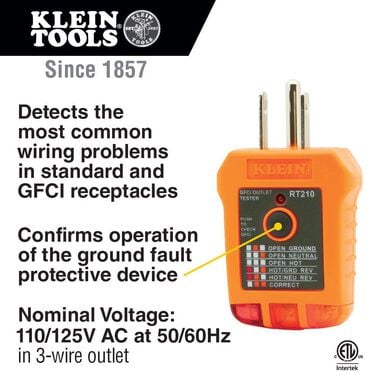 Klein Tools GFCI Receptacle Tester, large image number 1