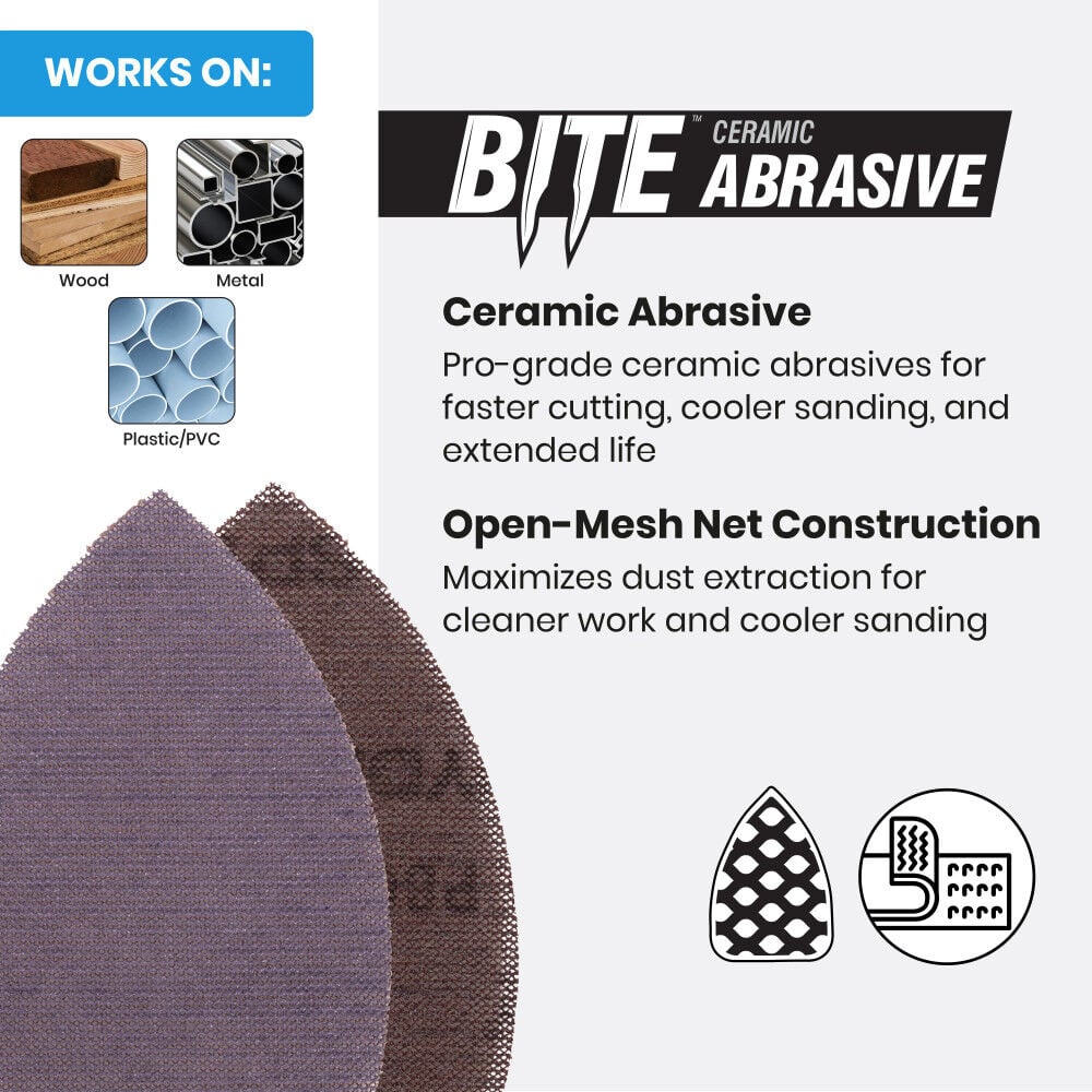 Spyder Detail Sander, 220 Grit Ceramic Net, 3-7/8 Inch Mouse, 5 Pieces, large image number 3