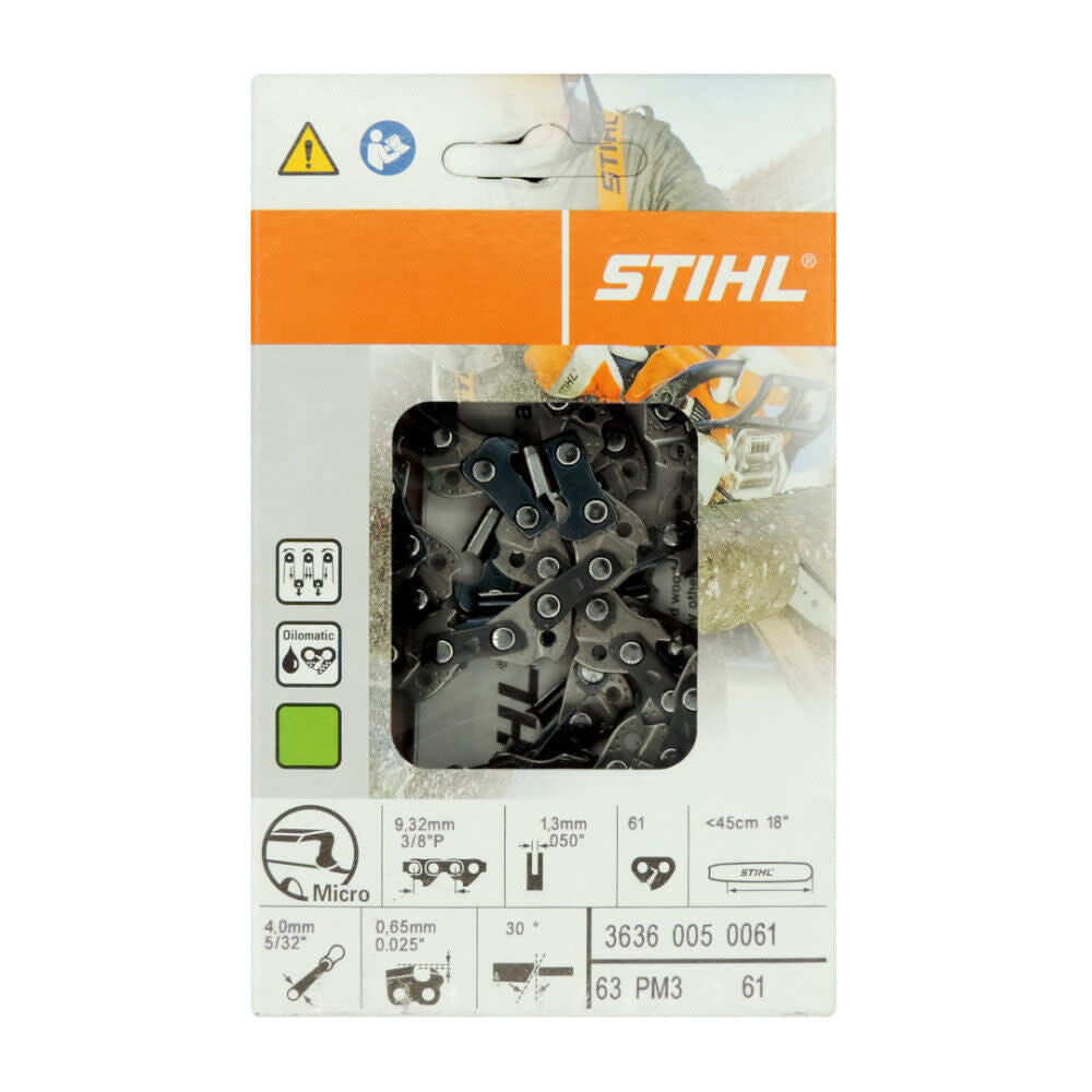 Stihl 2+1 Cut Kit 18 Inch Long 3/8 Inch Low Profile Pitch 0.050 Inch Gauge Chainsaw Guide Bar and Two 63PM 61 Link Chainsaw Chains, large image number 4