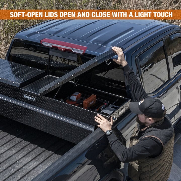 Buyers Products Company 18x20x71 Inch Gloss Black Diamond Tread Aluminum Gull Wing Truck Box, large image number 7