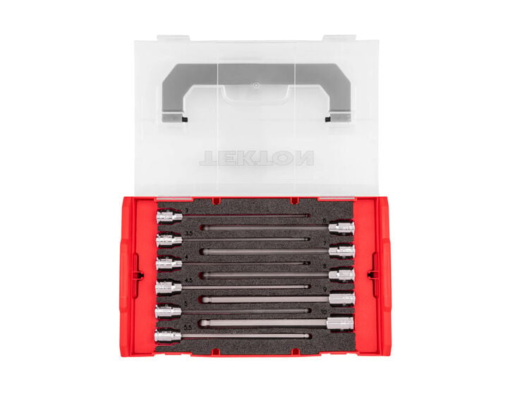 Tekton 3/8 Inch Long Ball End Hex Bits with Stacking Organizer, 3-10 mm, 11 Pieces