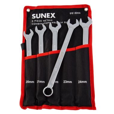 Sunex Metric Full Polish V-Groove Combination Wrench Set 5pc