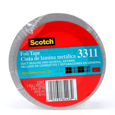 3M Scotch Aluminum Foil Tape 2in x 50yd Rubber Adhesive, large image number 1