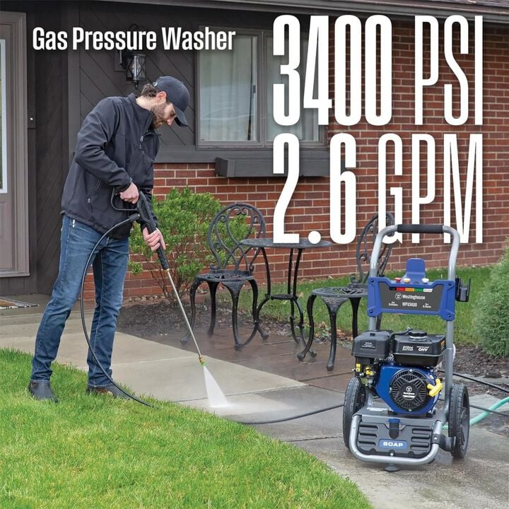 Westinghouse Outdoor Power 3400 PSI 2.6 GPM Gas Powered Cold Water Pressure Washer with 5 Quick Connect Spray Nozzles, large image number 14