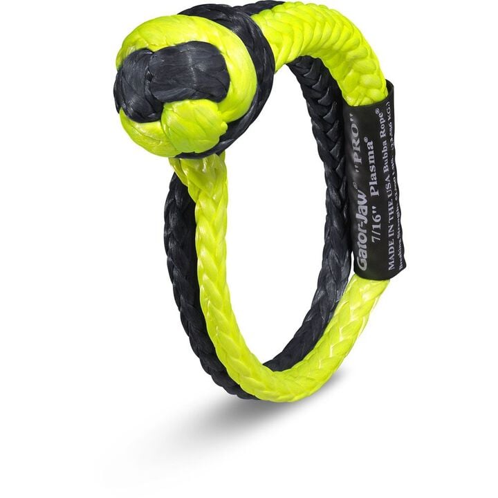 Bubba Rope 7/16 Inch Gator-Jaw PRO Synthetic Soft Shackle, Yellow and Black