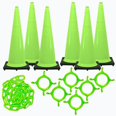 Mr Chain 36in Safety Green Traffic Cone and Chain Kit