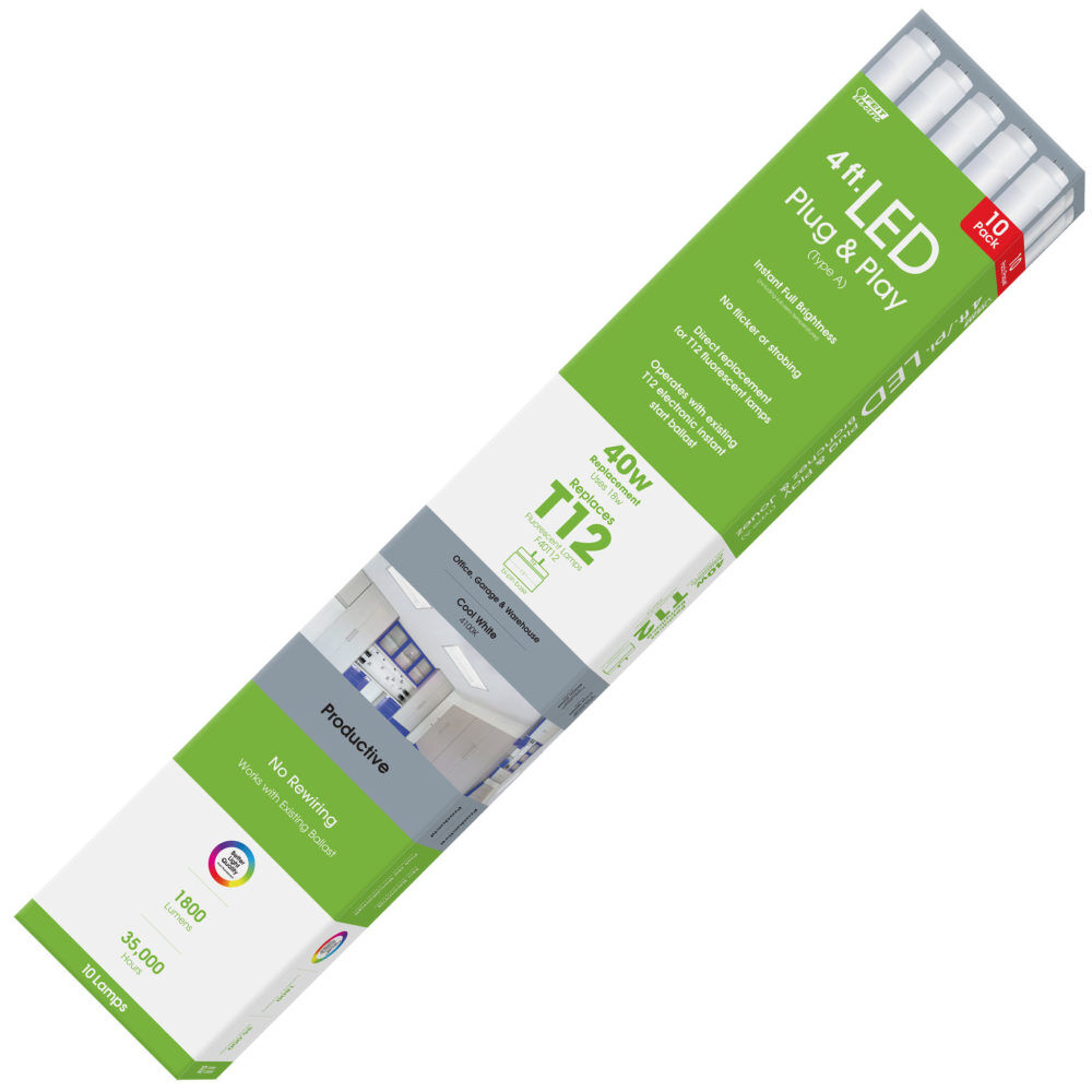 Feit Electric 4' 40W T12 4100K Tubular LED Bulb 10pk, large image number 3
