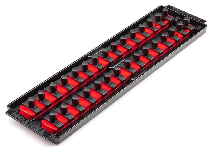 Tekton 30 Slot Universal Socket Organizer for 3/8 Inch Drive Sockets and Bit Sockets, Red, large image number 0