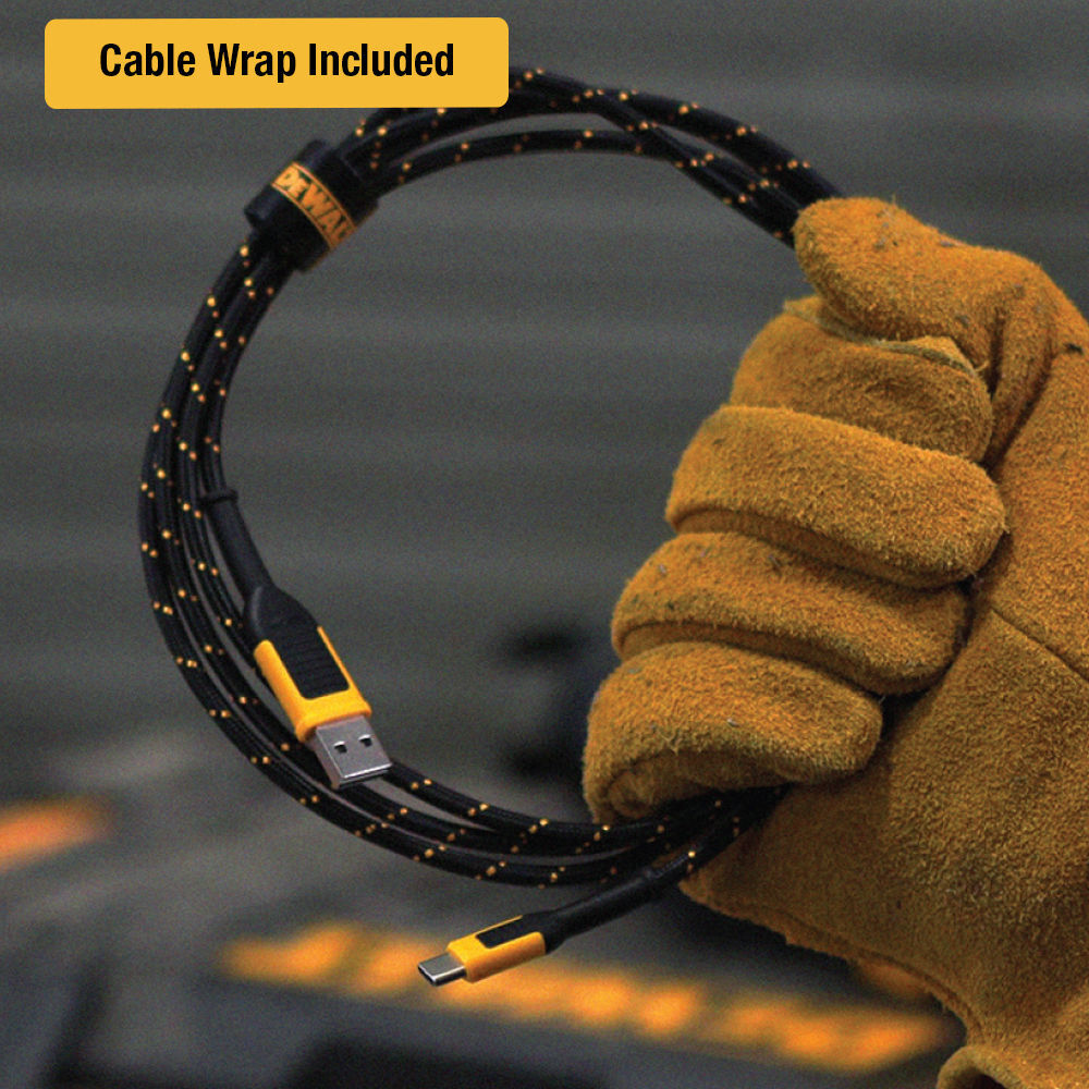 DEWALT Phone Charger USB-A to USB-C Reinforced Braided Cord 6', large image number 4