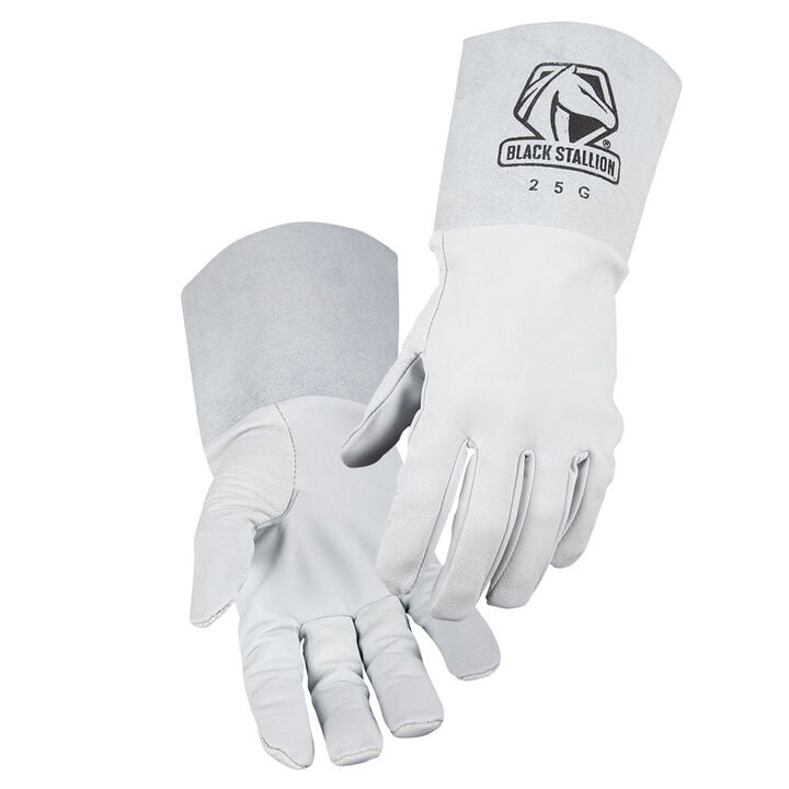 Black Stallion Pearl White Grain Goatskin TIG Gloves Small
